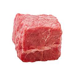 Cube of raw beef meat isolated on transparent background