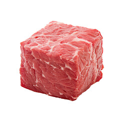 Cube of raw beef meat isolated on transparent background