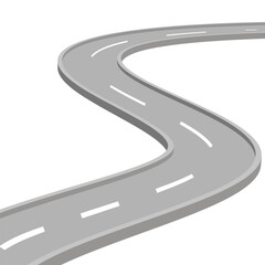 Curved road with white markings or winding highway