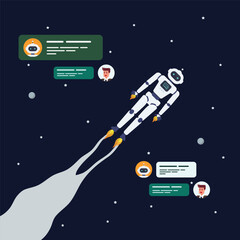 Android chatbot is flying on space background