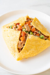 egg wrap or stuffed egg with minced pork and vegetable