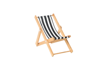 Empty deck chair isolated on white background