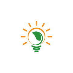 Green light symbol. Eco energy concept. Leaf bulb icon vector 