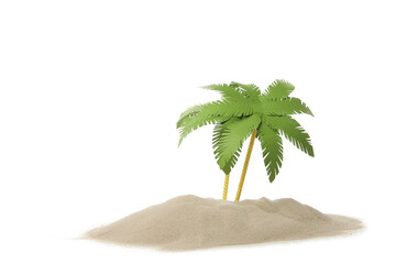 Sand with palms isolated on white background