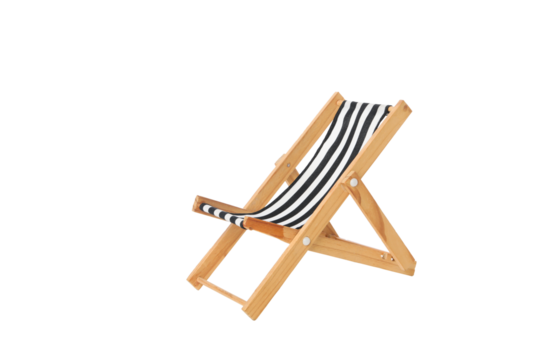 Empty deck chair isolated on white background