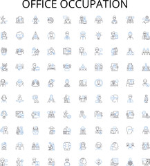 Office occupation outline icons collection. Clerk, Receptionist, Manager, Typist, Administrator, Accountant, Analyst vector illustration set. Supervisor, Consultant, Secretary linear signs