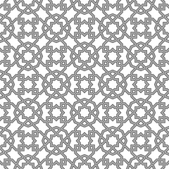 Seamless geometric ornament based on traditional islamic art. Black and white.