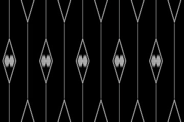 Vertical of stripe pattern. Design ethnic style of weaving white on black background. Design print for illustration, texture, textile, wallpaper, background. Set 11