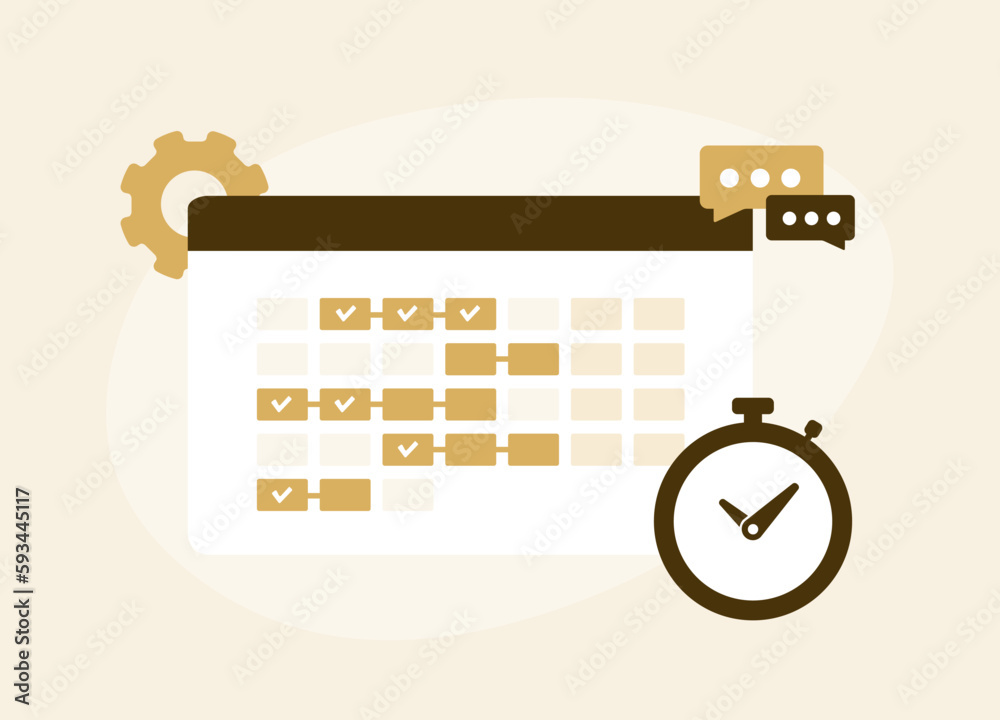Aufkleber project management with computer window app displaying essential assets - planning software calendar