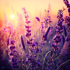 lavender flowers in the sun generative Ai