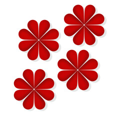 Four Red Flowers Illustration