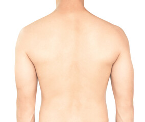 Naklejka premium Back of man on white background beauty healthy skin care for men concept