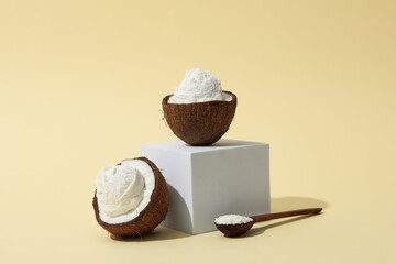 Summer dessert - ice cream, ice cream with coconut