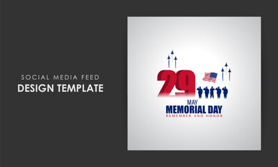 Vector illustration of US Memorial Day social media story feed mockup template