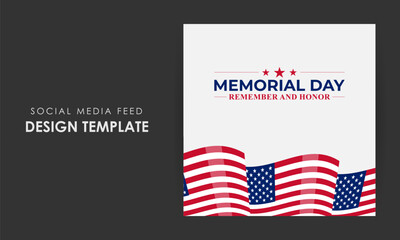 Vector illustration of US Memorial Day social media story feed mockup template
