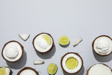 Summer dessert - ice cream, ice cream with coconut