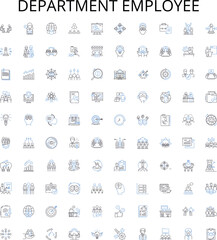 Department employee outline icons collection. Employee, Department, Staff, Personnel, Hire, Job, Working vector illustration set. Manager, Supervisor, Clerk linear signs