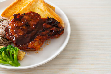 barbecue pork steak with rice berry