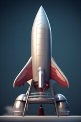Launching into Success: 3D Rendering of Rocket Model Against Dark Background