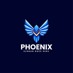 Vector Logo Illustration Phoenix Gradient Colorful Style