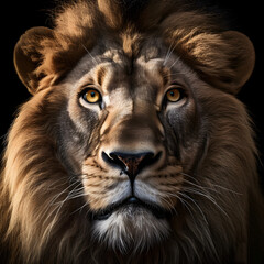 closeup portrait of a majestic lion