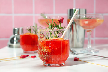 Grapefruit cocktail, alcohol or non alcoholic drink for party