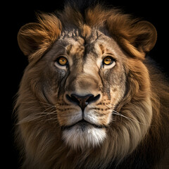 closeup portrait of a majestic lion