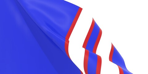 Waved flag textured by Buffalo Bills american footbal team uniform colors. 3D render © JEGAS RA