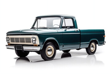 1970s Classic Green Pickup Truck Isolated on White Background, Generative AI - 593448113