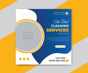 Cleaning service social media post or web banner template