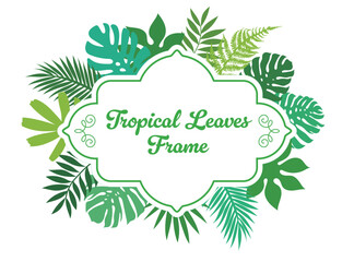 tropical leaf frame ,vector illustration - obrazy, fototapety, plakaty