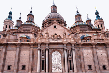 Catedral-Basílica de Nuestra Señora del Pilar de Zaragoza, Cathedral-Basilica of Our Lady of the Pillar, facade from  seen from Calle Alfonso I, Zaragoza, Aragón, Spain, Europe