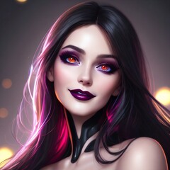 Generative AI image of young woman with makeup