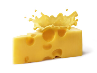 Cheese with cheese crown on a white background