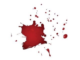 Concept Blood splash spot. This blood splash illustration is created in a cartoonish and stylized manner, with a flat, vector design. Vector illustration.