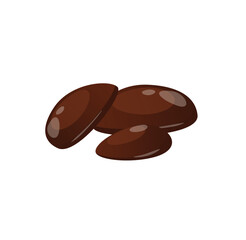 Concept Cocoa chocolate chips stones. This is an illustration of chocolate chips on a white background. The design is flat and cartoon-like, with a vector style. Vector illustration.