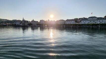Fototapeta premium Sunset over the city of Bern, Switzerland