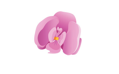 Concept Jungle botany plant branch flower. The cartoonish style of the design adds a playful touch to the realistic portrayal of the pink plant. Vector illustration.