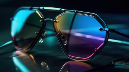  Close-Up Shot of Minimal Glasses with Reflective Lenses Generative Ai