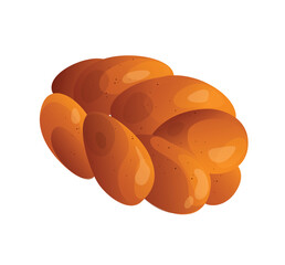 Concept Bakery bread bun loaf. This is an illustration of a bakery, featuring a bread products. The design is flat, using vector graphics to create a cartoon-like appearance. Vector illustration.