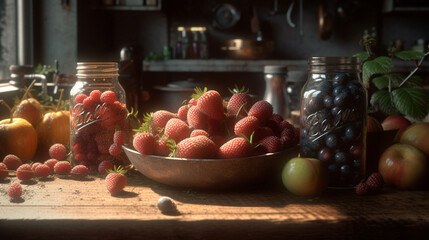 Fresh juicy strawberries on wooden background