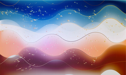 Abstract background with colorful watercolor waves. Modern mountain landscape. 