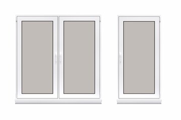 windows in the interior isolated on white background, 3D illustration, cg render