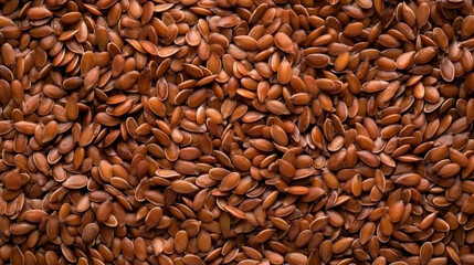 Obraz premium Top view Linseed or flaxseed background brown flax seeds