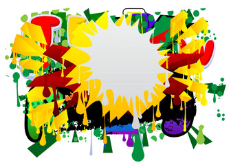 Speech Bubble Graffiti Background. Colorful Urban painting style backdrop. Abstract discussion symbol in modern dirty street art decoration.