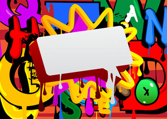 Speech Bubble Graffiti Background. Colorful Urban painting style backdrop. Abstract discussion symbol in modern dirty street art decoration.