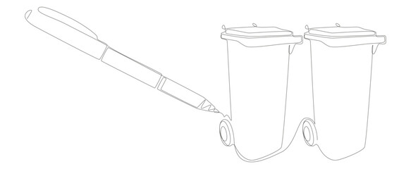 Fototapeta na wymiar One continuous line of Garbage Bin drawn by with felt tip pen. Thin Line Illustration vector concept. Contour Drawing Creative ideas.