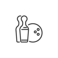 Bowling pins and ball line icon