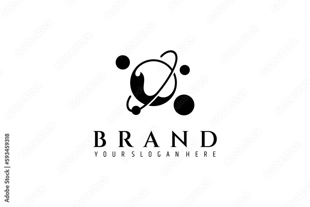 Canvas Prints saturn planet logo with orbit in flat design style