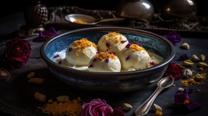  Exquisite Floral and Fragrant Ras Malai - A Divine Indian Dessert Delight Generative Ai